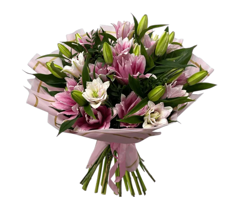 Buchet cu 9 crini imperiali roz