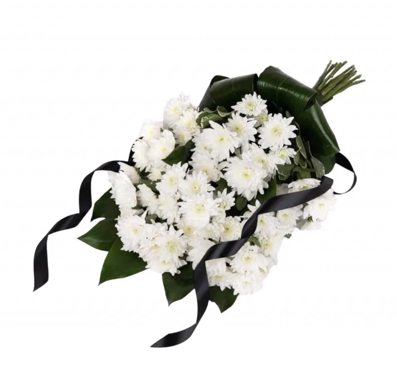Buchet mortuar din crizanteme